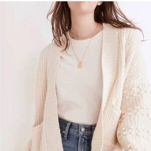 Madewell Bobble Sleeve Cardigan, Cream 1X